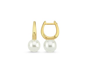 Phi Oval Altın İnci Küpe 8mm